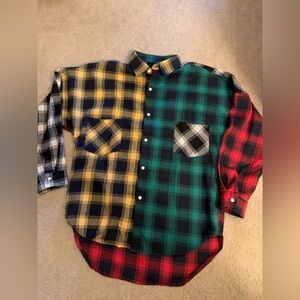 Unisex Color blocking flannel type shirt
